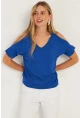 Kadın Saks Omuzları Açık Bluz BR1329