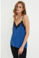 Kadın Saks-Siyah Dantelli Atlet LPP5008
