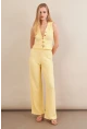 Kadın Sarı Gofre Yelek Pantalon Takım FLU330