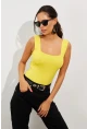 Kadın Sarı Kare Yaka Triko Bluz YV87