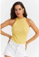 Kadın Sarı Kaşkorse Kolsuz Bluz Yİ1566
