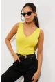 Kadın Sarı Merdiven Yaka Triko Bluz YV83