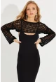 Kadın Siyah Ajurlu Bolero YV115