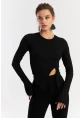 Kadın Siyah Asimetrik Bluz CG384