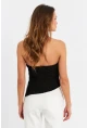Kadın Siyah Asimetrik Crop Bluz ZH029-90