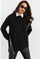 Kadın Siyah Asimetrik Sweatshirt BK1526