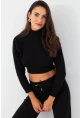 Kadın Siyah Balıkçı Crop Sweatshirt DY1469
