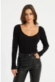 Kadın Siyah Balon Kol Bluz RK42