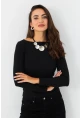 Kadın Siyah Basic Bluz RX449