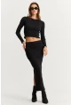 Kadın Siyah Basic Kaşkorse Alt- Üst Takım XL2042