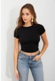 Kadın Siyah Basic Kısa Kollu Bluz UG2444