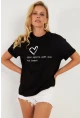 Kadın Siyah Baskılı T-Shirt AYD360