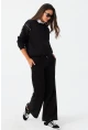 Kadın Siyah Beli Lastikli Palazzo Eşofman Altı ZM30