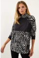 Kadın Siyah-Beyaz Bloklu Sweatshirt EY1084