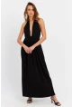 Kadın Siyah Boyun Bağlamalı Maxi Elbise EY3075