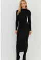 Kadın Siyah Büzgülü Midi Elbise MKED5000