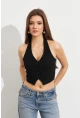 Kadın Siyah Crop Bluz SE18