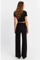 Kadın Siyah Crop Pantolon Takım RU6933