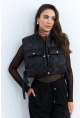 Kadın Siyah Crop Yelek İS808