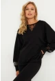 Kadın Siyah Dantel Detaylı Sweatshirt EY2906