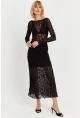 Kadın Siyah Dantelli Midi Etek FS9824