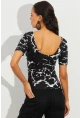 Kadın Siyah Desenli Bluz LPP1224