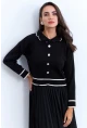 Kadın Siyah Düğme Aksesuarlı Kazak MCNG802