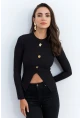 Kadın Siyah Düğme Detaylı Bluz RLO83