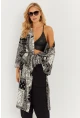 Kadın Siyah-Ekru Desenli Kimono GÇ155