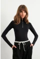 Kadın Siyah Fermuarlı Basic Body CY353