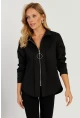 Kadın Siyah Fermuarlı Skuba Gömlek KED5002-90