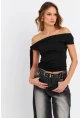 Kadın Siyah Fiyonklu Crop Bluz SDY1247