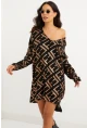 Kadın Siyah-Gold Varaklı Triko Tunik Elbise TD122