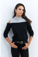 Kadın Siyah-Gri Omuzları Açık Sweatshirt TF15