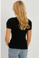 Kadın Siyah Kalp Taka Triko Bluz SMT228