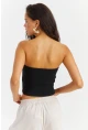 Kadın Siyah Kalp Yaka Crop Bluz Yİ2452
