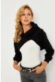 Kadın Siyah Kapüşonlu Crop Sweatshirt  TF03