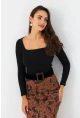 Kadın Siyah Kare Yaka Kaşkorse Bluz GA101