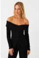 Kadın Siyah Kaşkorse Bluz RLO3032-9