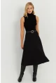 Kadın Siyah Kloş Midi Etek LV173