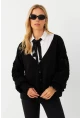 Kadın Siyah Kolları Örme Hırka MSE800