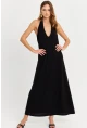 Kadın Siyah Kolsuz Midi Elbise TF73
