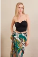 Kadın Siyah Korse Dikişli Crop Bluz AN6025