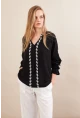 Kadın Siyah Nakışlı Bluz MPC1337