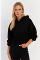 Kadın Siyah Nervüllü Üç İplik Sweatshirt TF13