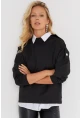 Kadın Siyah Omuz Taşlı Dalgıç Sweatshirt ST824