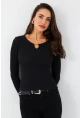 Kadın Siyah Önü Damla Kaşkorse Bluz GA100