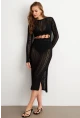 Kadın Siyah Önü Pencereli Ajurlu Plaj Elbisesi Kz545