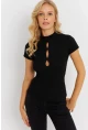 Kadın Siyah Önü Pencereli Kaşkorse Bluz EY2887
