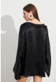 Kadın Siyah Oversize Gömlek ROP106